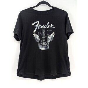Fender Black Guitar Wings Music Short Sleeve Round Neck T-Shirt Size XXL
